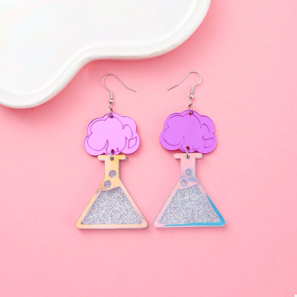 Funky Science Beaker Dangle Earrings, image 3