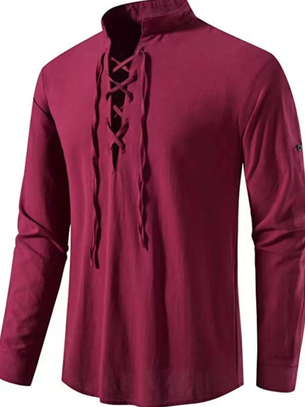 Men's Lace Up Long Sleeve Blouse, image 13