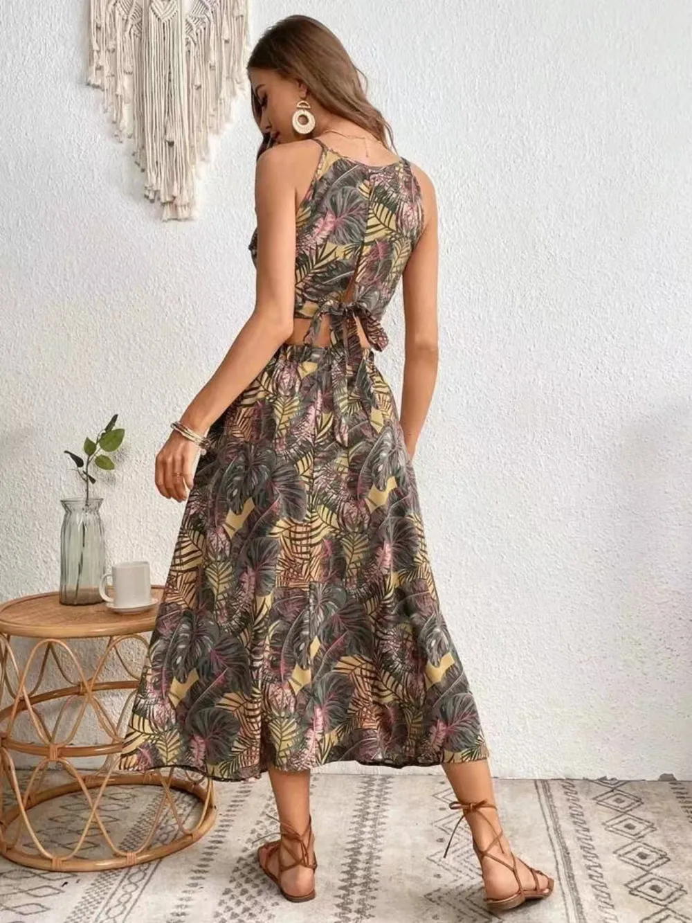 Printed Cami and Slit Skirt Set, image 7