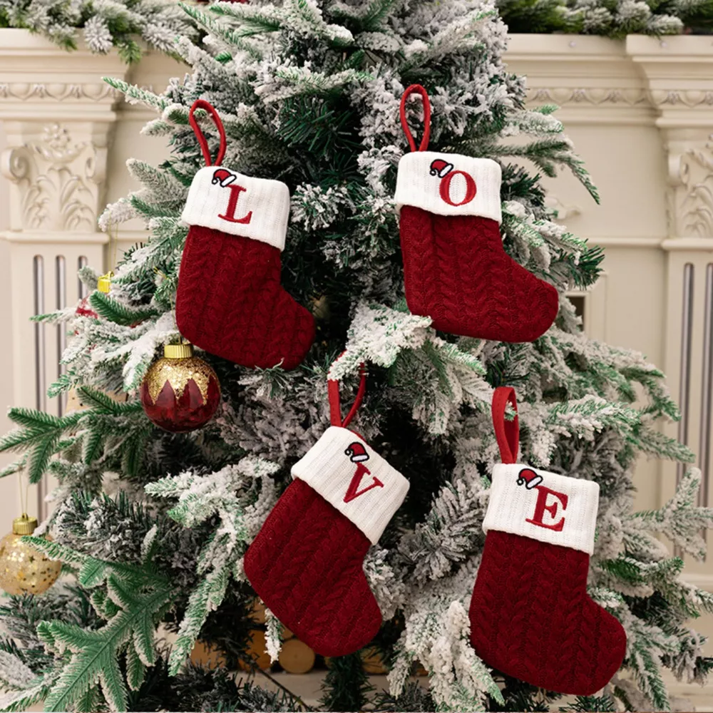 Cable-Knit Contrast Christmas Stockings, image 8