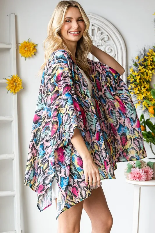 Full Size Multi Color Snake Open Cardigan Plus Size, image 13