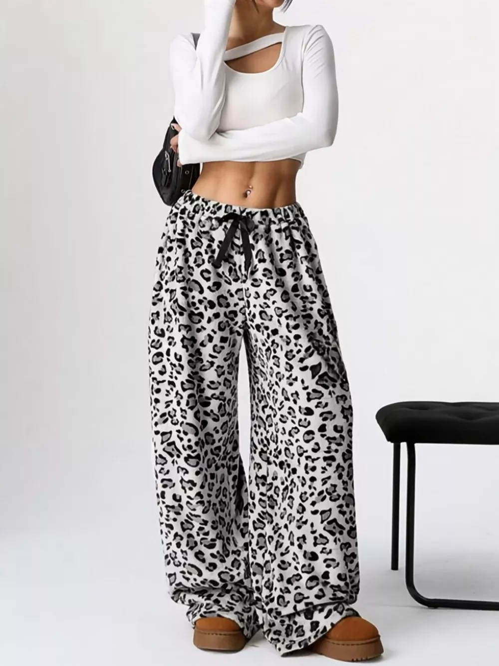 Leopard Wide Leg Plush Pants, image 22