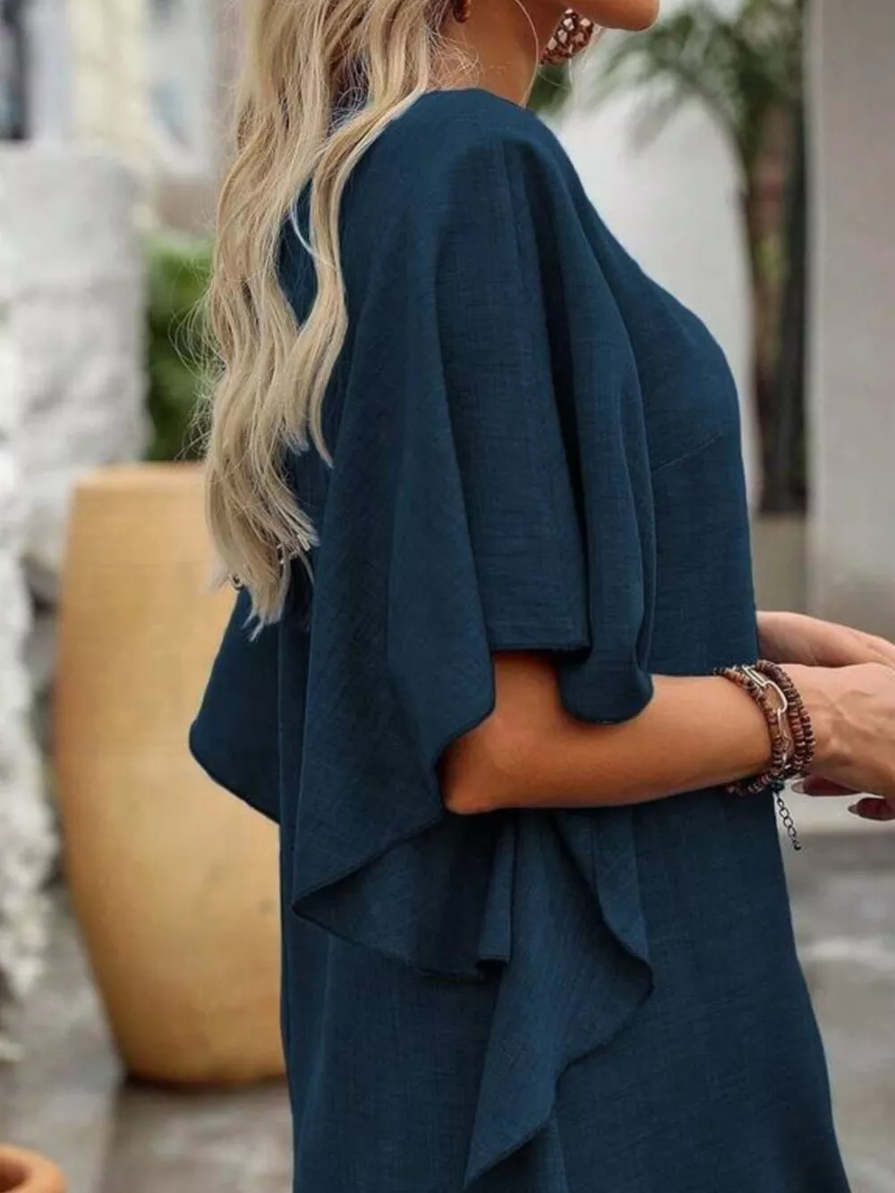 Ruffled Flutter Sleeve V-Neck Mini Dress, image 3