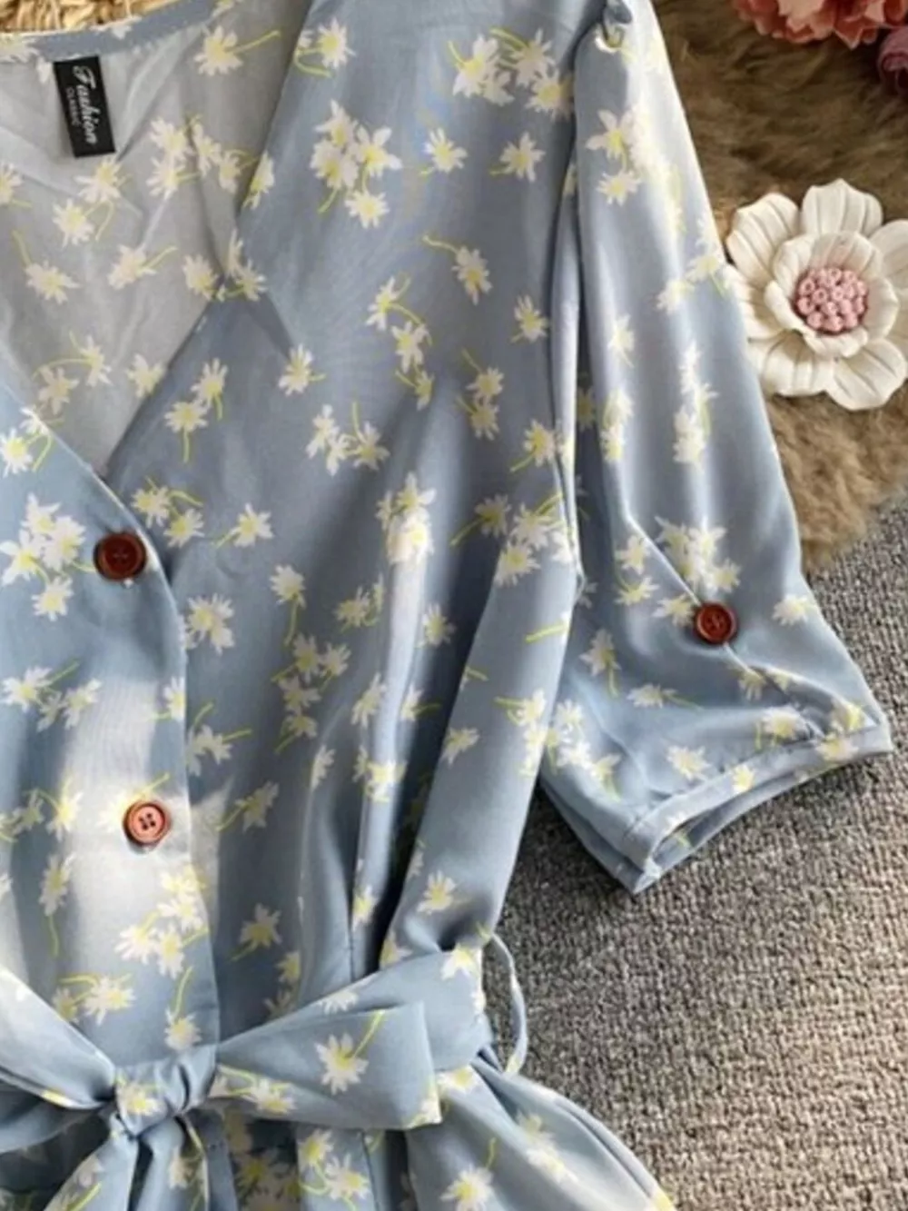 Floral Print V-Neck Midi Dress, image 35