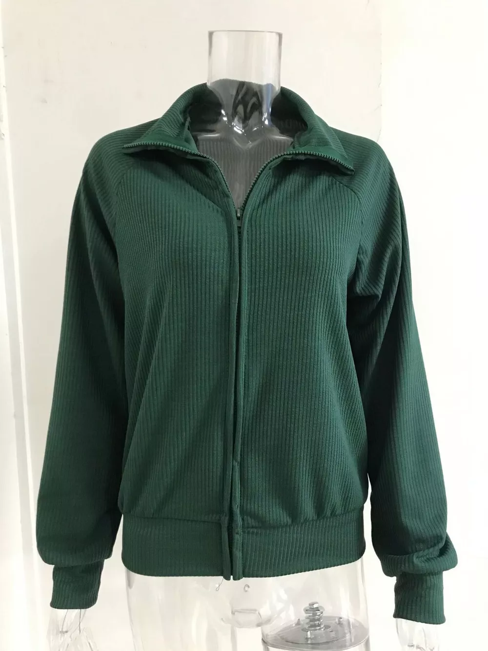 Full Size Ribbed Knit Zip-Up Outerwear Plus Size, image 11