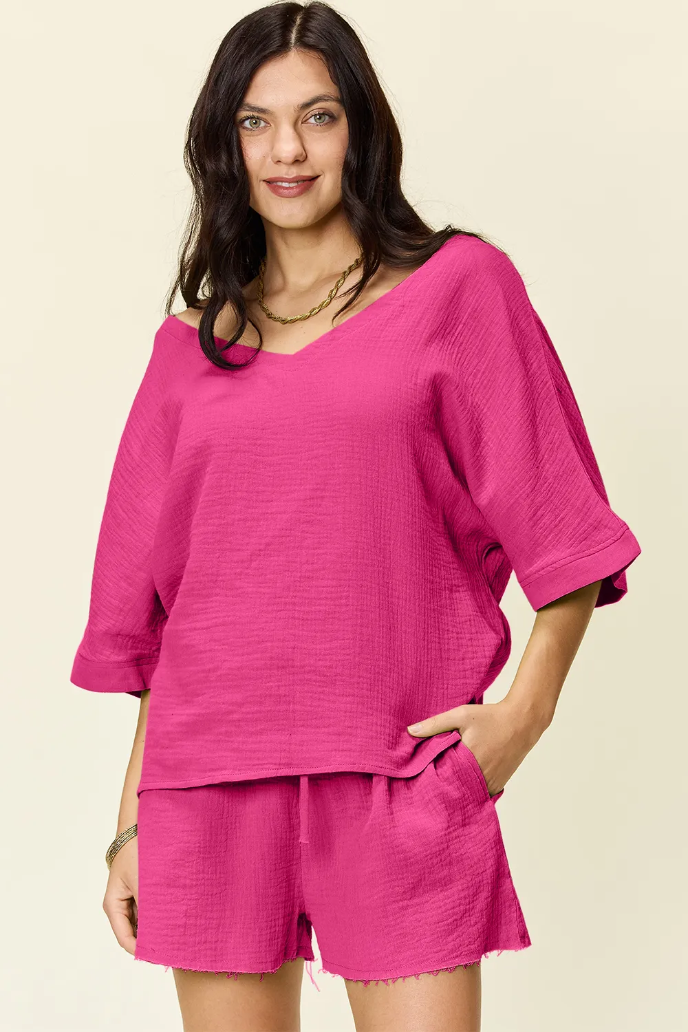 Texture Half Sleeve T-Shirt and Drawstring Shorts Set, image 19