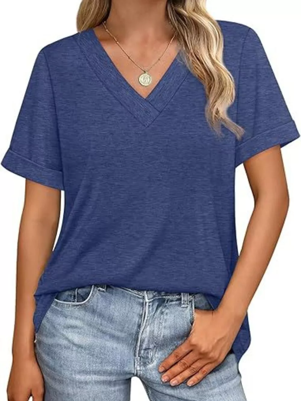 Casual V-Neck Short Sleeve T-Shirt, image 29