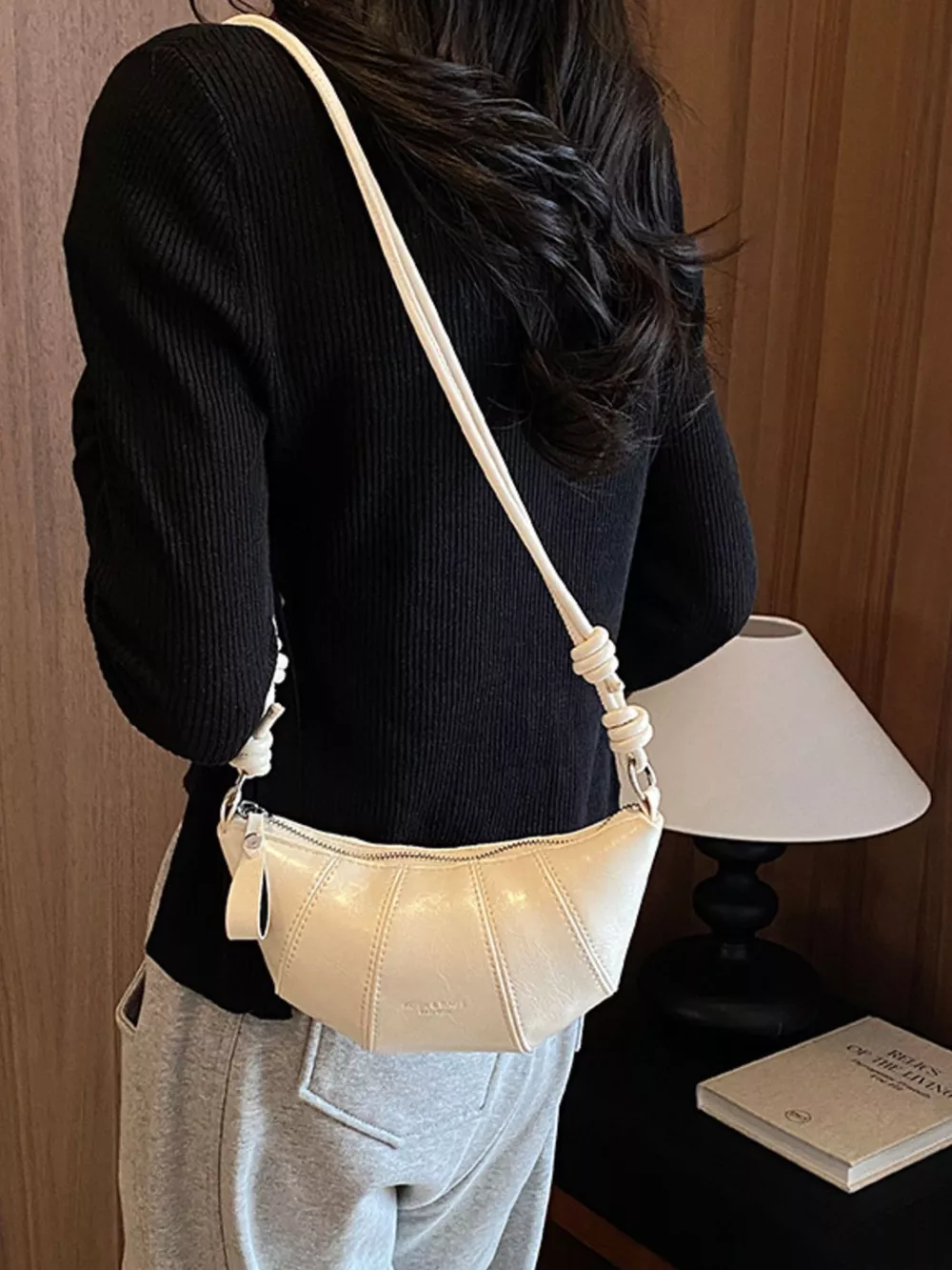 PU Leather Crescent Crossbody Bag, image 5