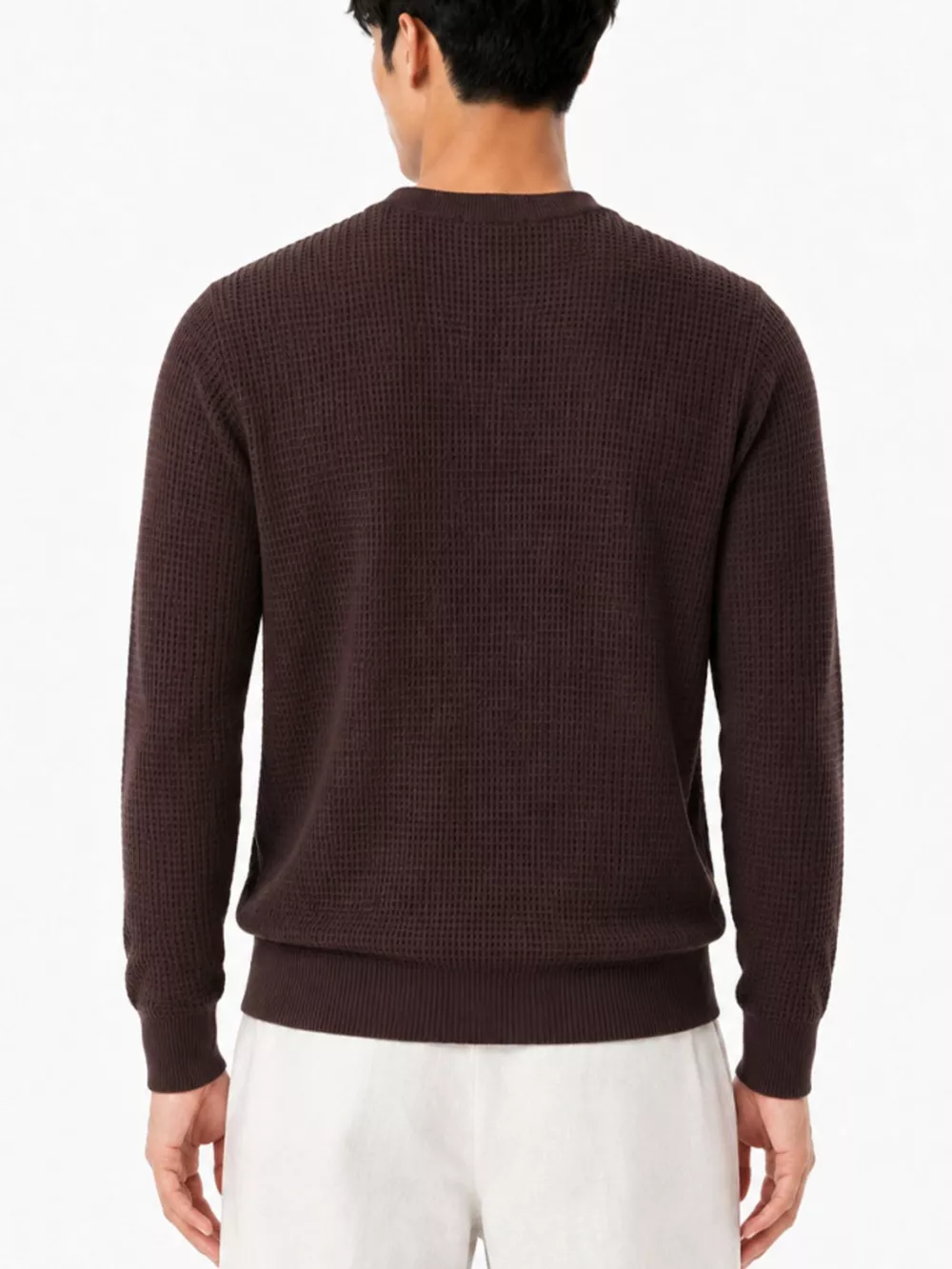 Men's Plus Size Waffle-Knit Crew Neck Knit Top, image 2