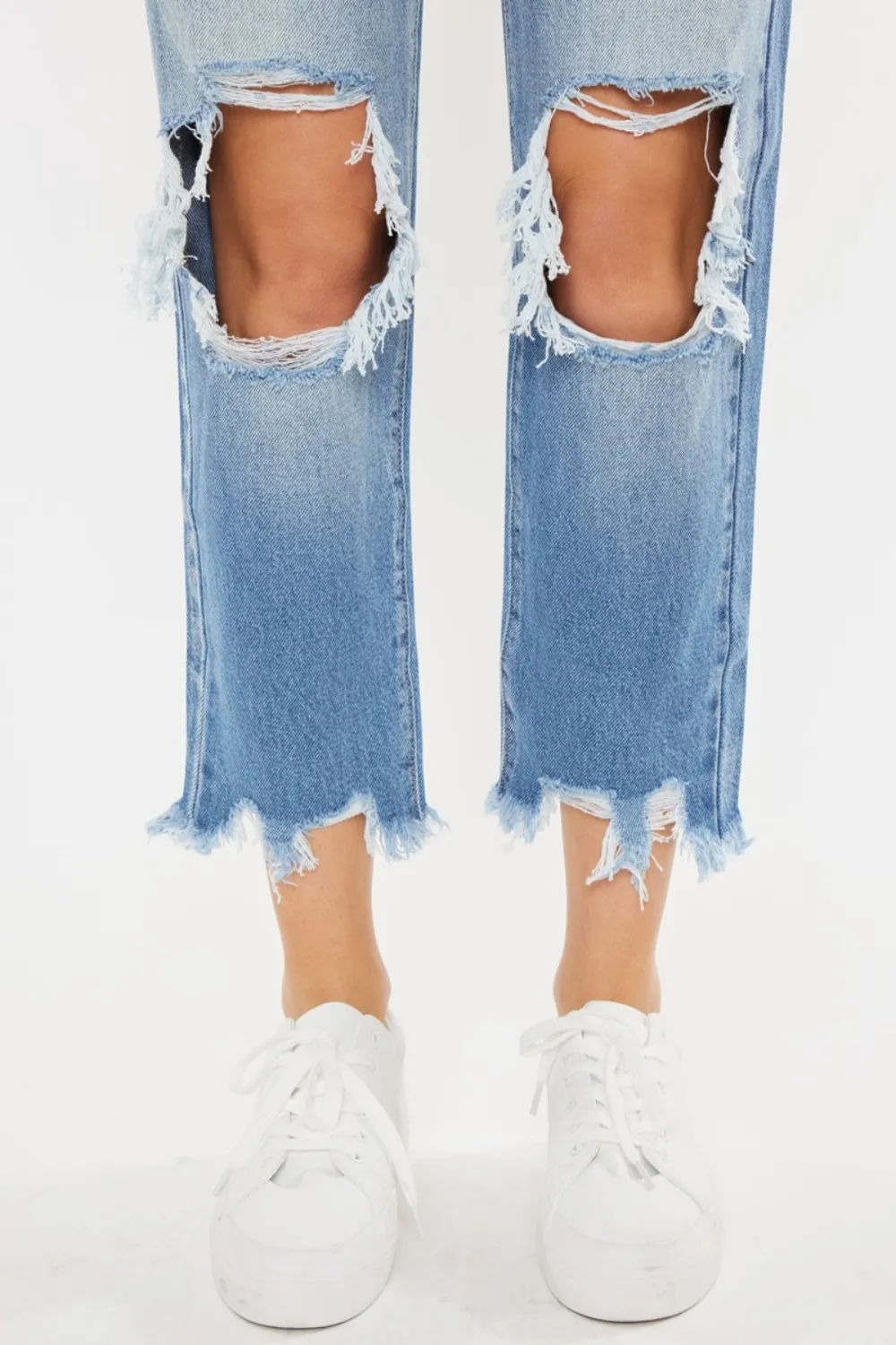 High Waist Chewed Up Straight Mom Jeans, image 13