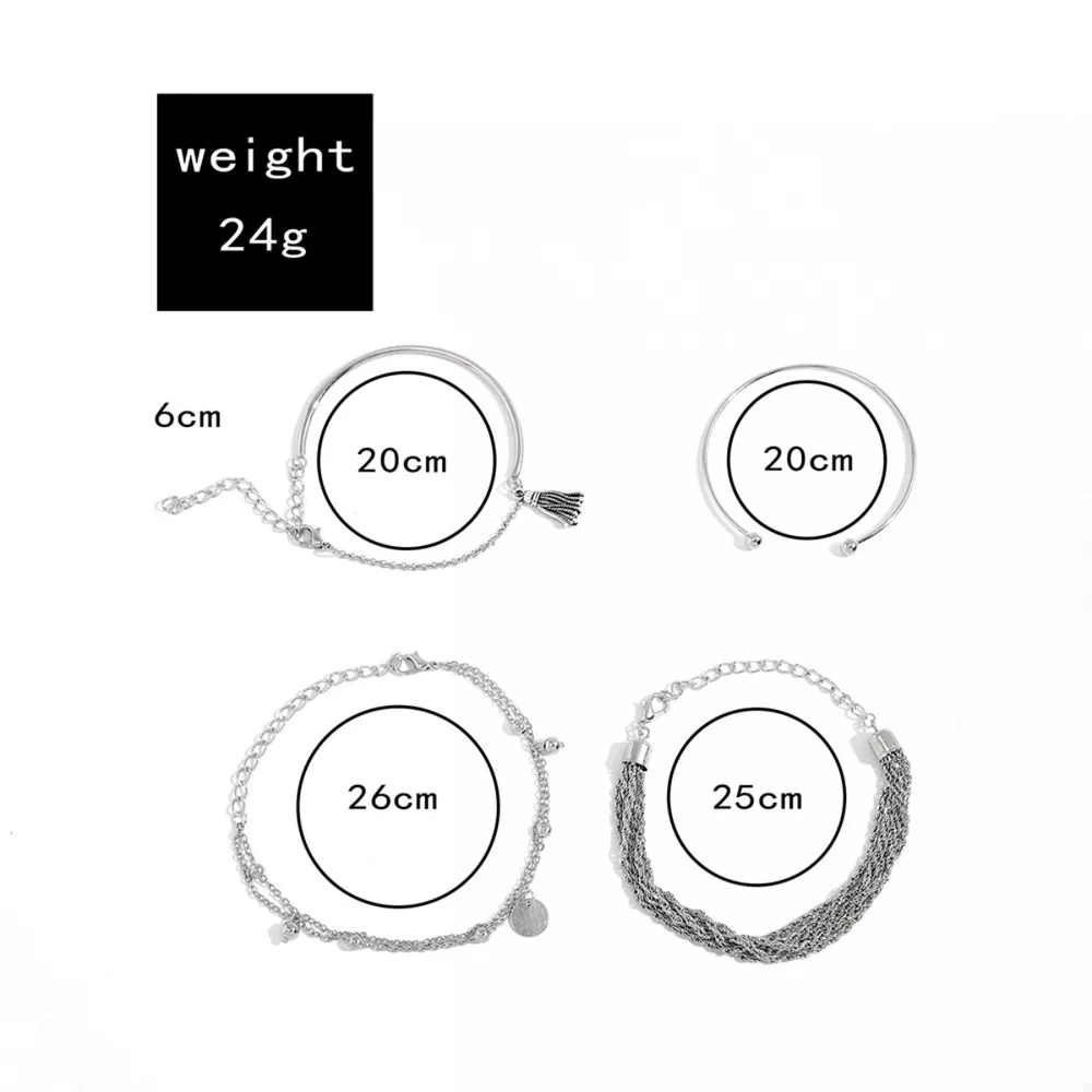 4 Piece Silver-Plated Minimalist Bracelet, image 5