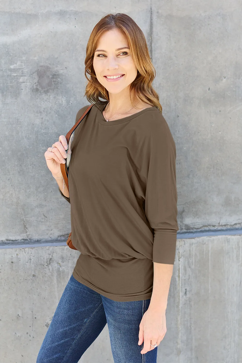 Full Size Round Neck Batwing Sleeve Top, image 20