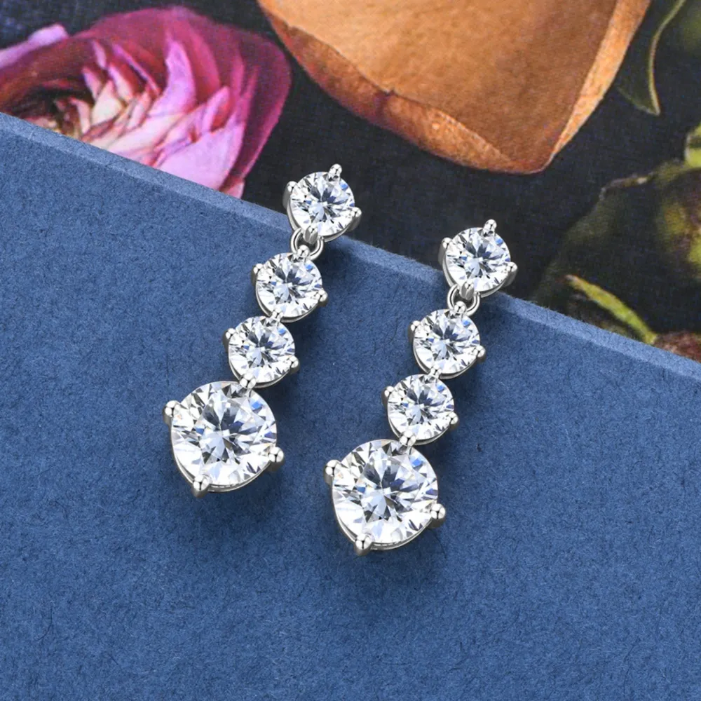 4 Carat Moissanite 925 Sterling Silver Earrings, image 9