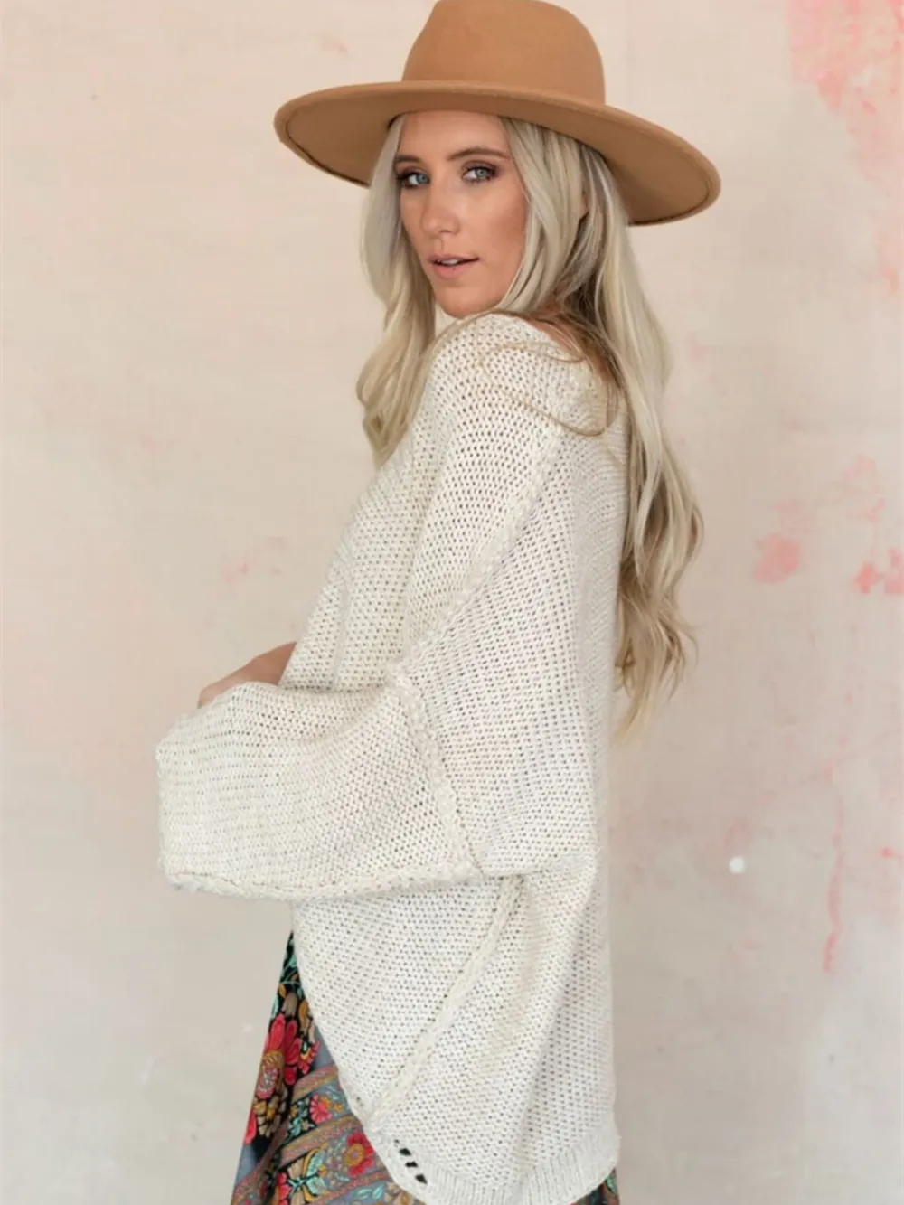 Round Neck Oversized Knit Top with Relaxed Fit, image 9