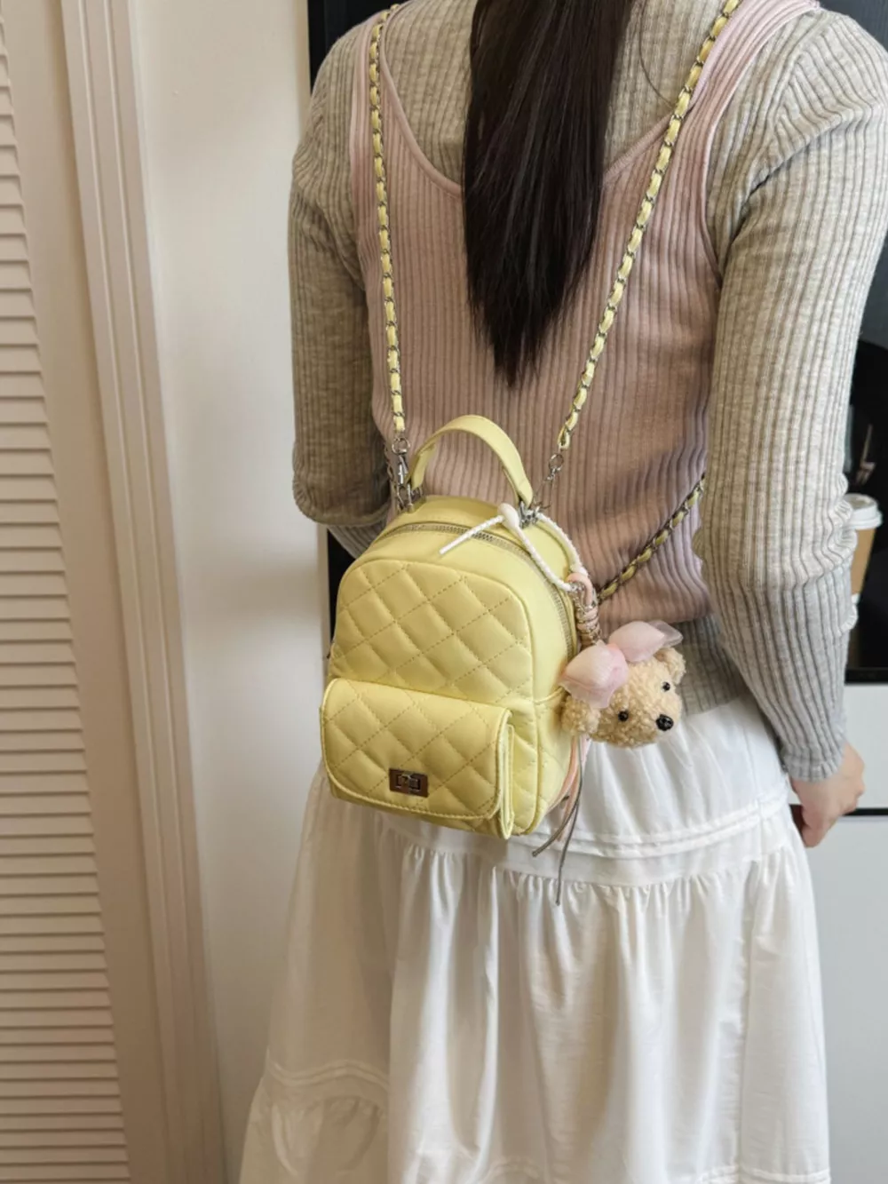 Quilted Mini Backpack Bag, image 6