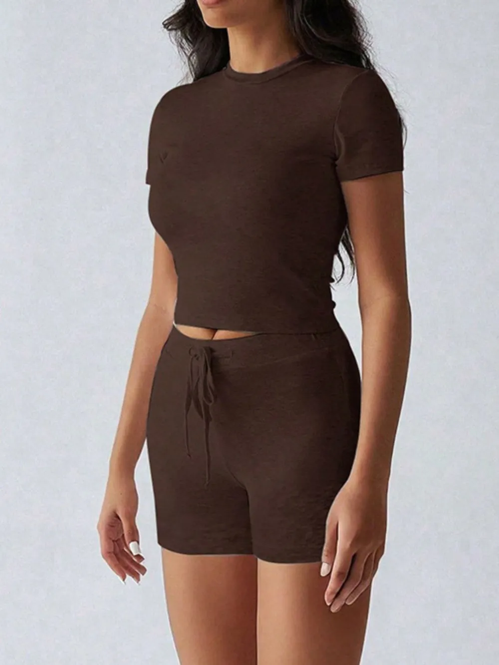 Round Neck Short Sleeve Top and Shorts Set, image 9