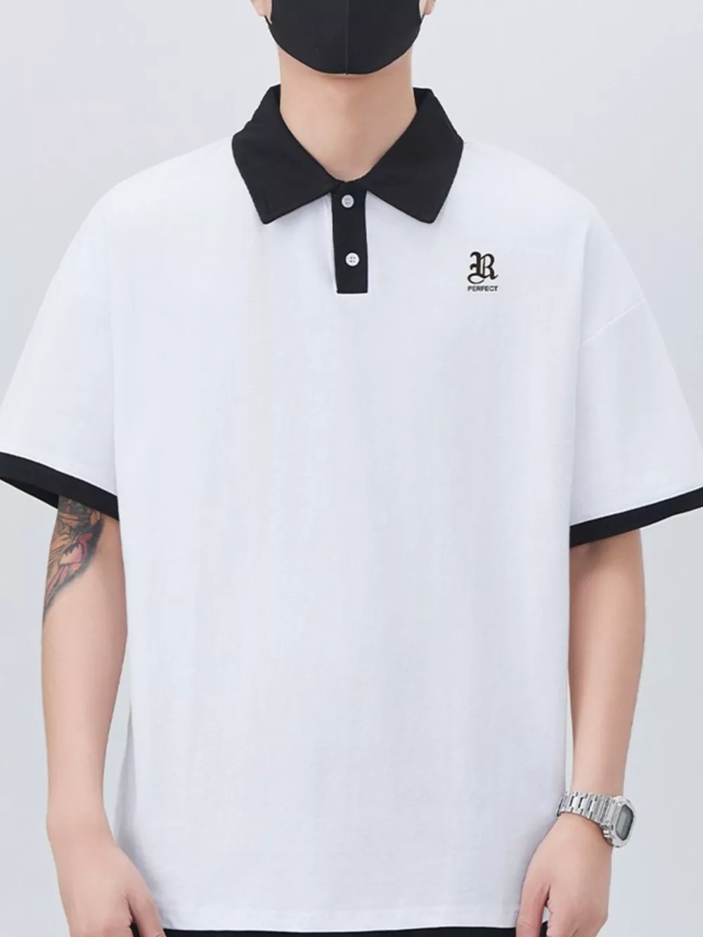 Men's Plus Size Button Detail Short Sleeve Polo, image 5