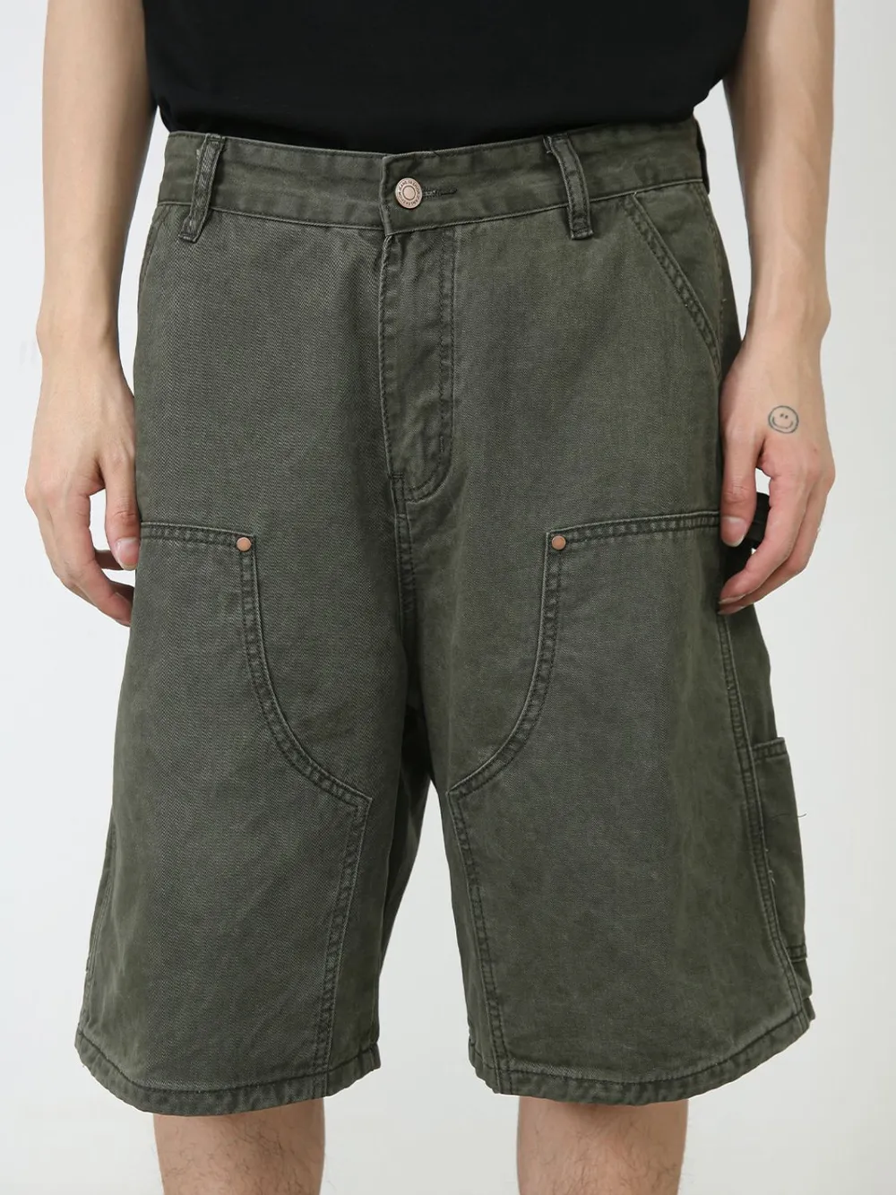 Men's Mid Rise Denim Shorts with Pockets, image 2