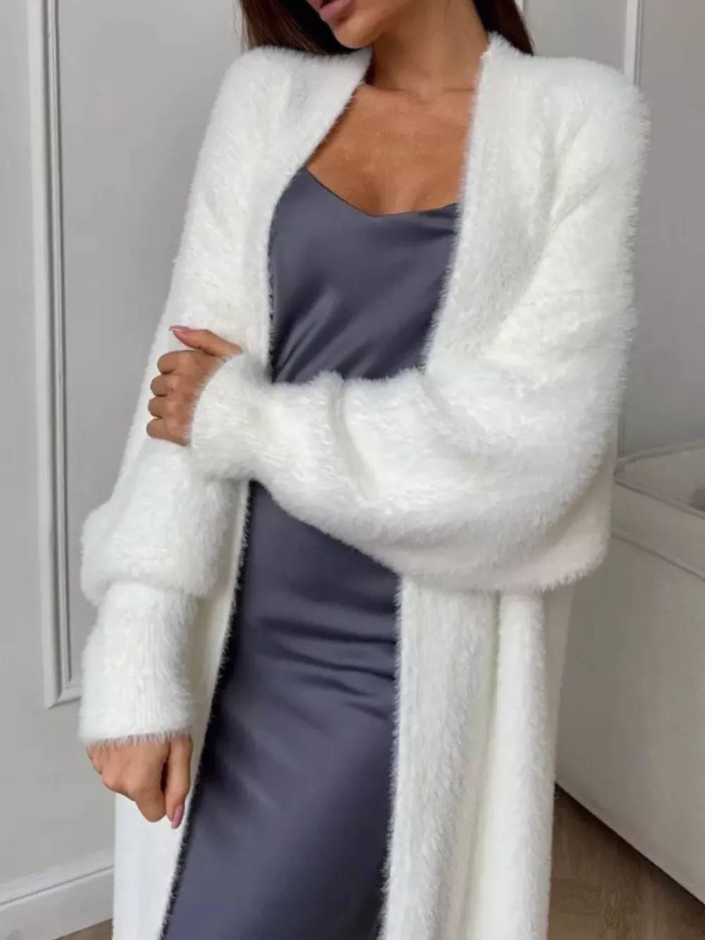Fuzzy Open Front Longline Cardigan, image 21