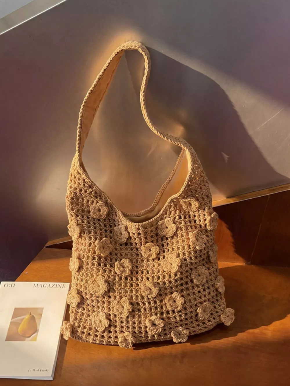 Crochet Floral Shoulder Bag, image 4