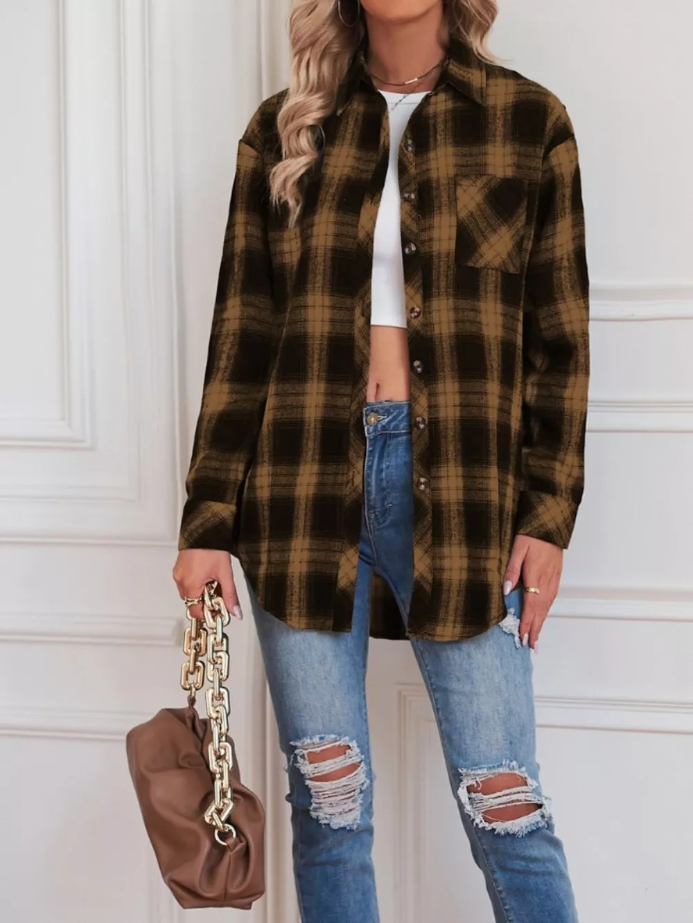 Casual Plaid Button Up Shirt, image 12