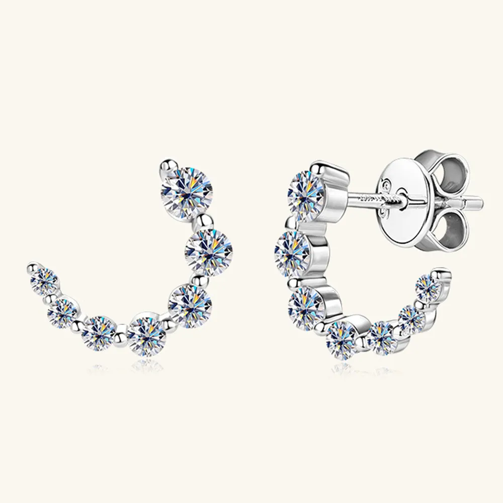925 Sterling Silver Inlaid Moissanite Stud Earrings, image 7