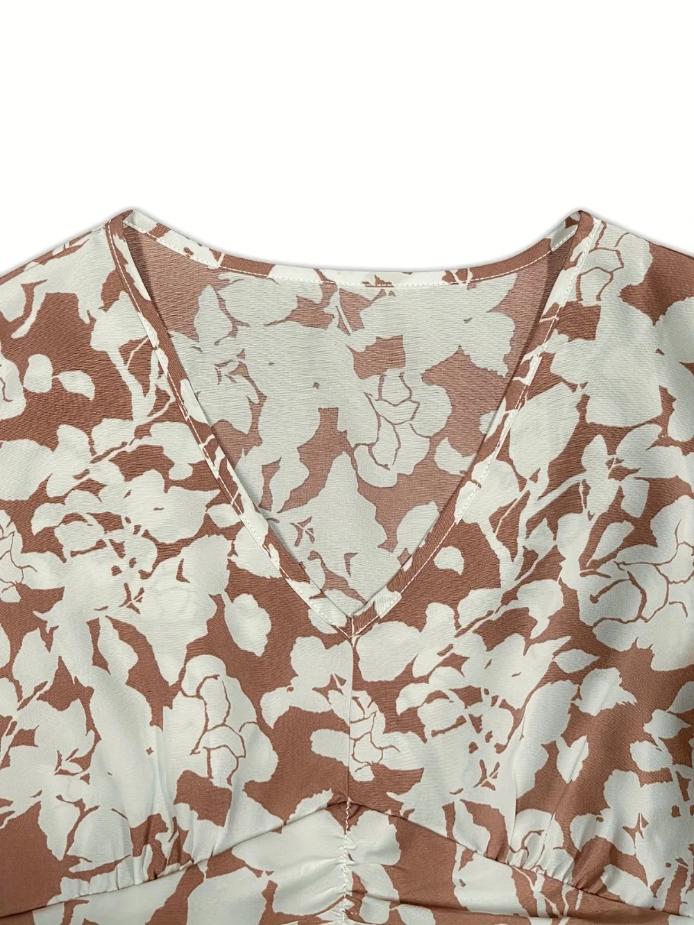 Printed V-Neck Cap Sleeve Midi Dress, image 4