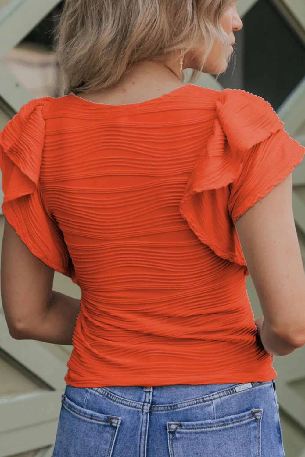 Textured Round Neck Cap Sleeve Top, image 28