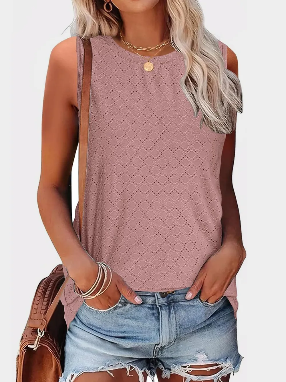 Eyelet Round Neck Tank, image 14