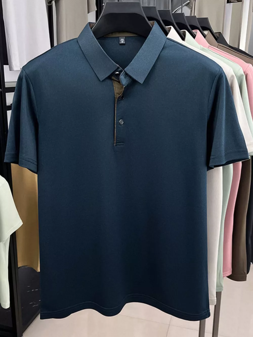 Men's Plus Size Button Detail Short Sleeve Polo, image 6