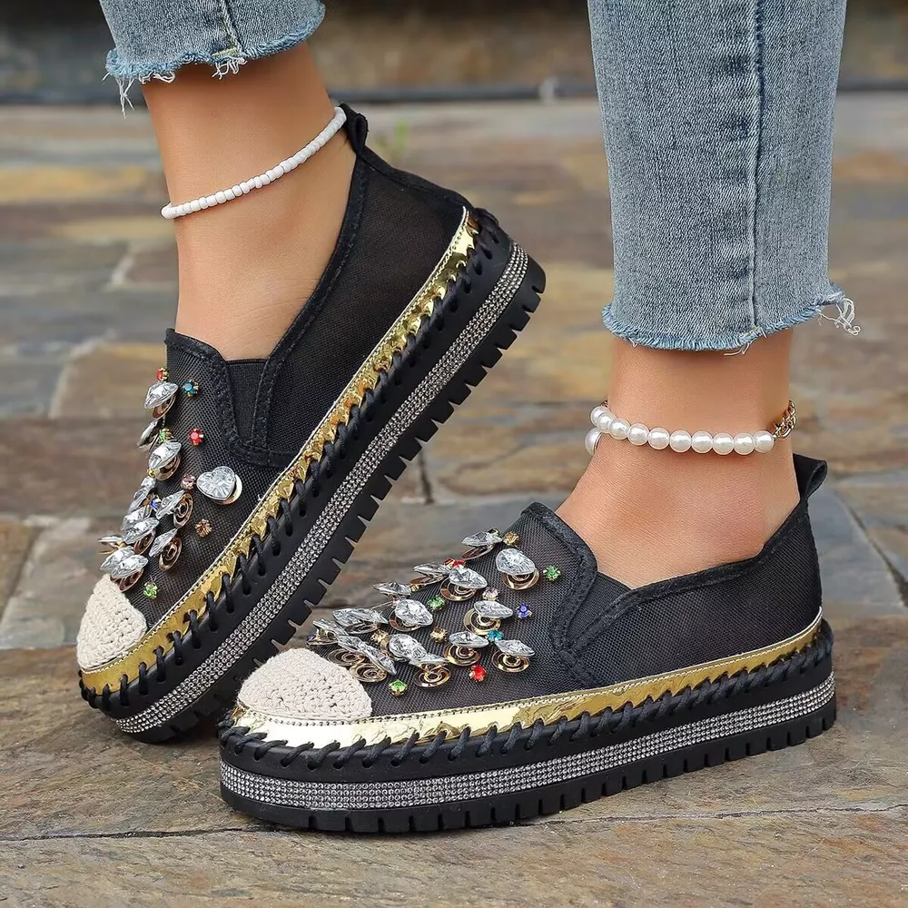 Rhinestone Decor Platform Loafers, image 2