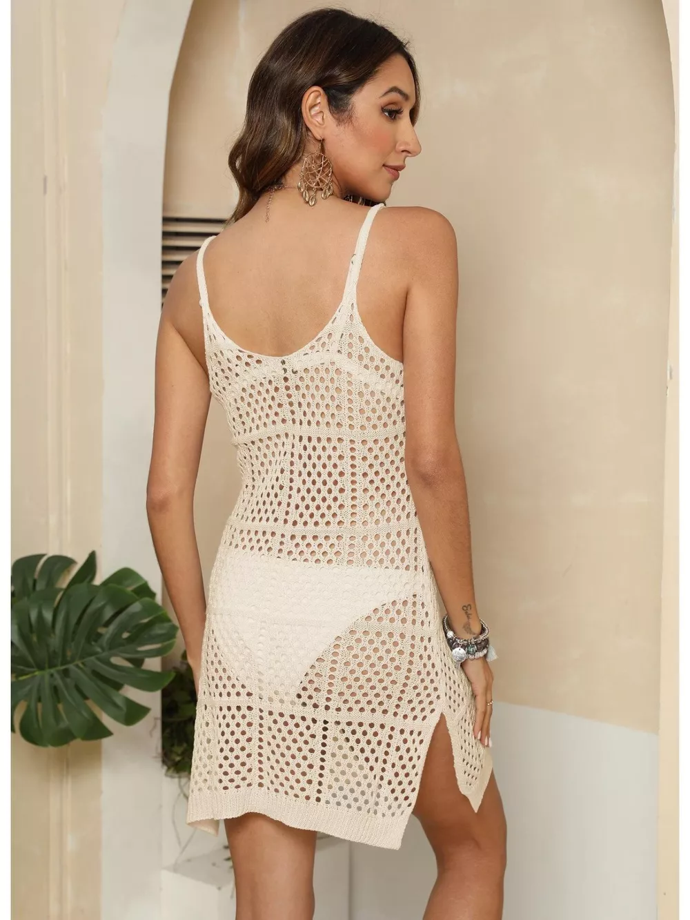 Full Size Sleeveless Crochet Knit Cover-Up Dress Plus Size, image 12