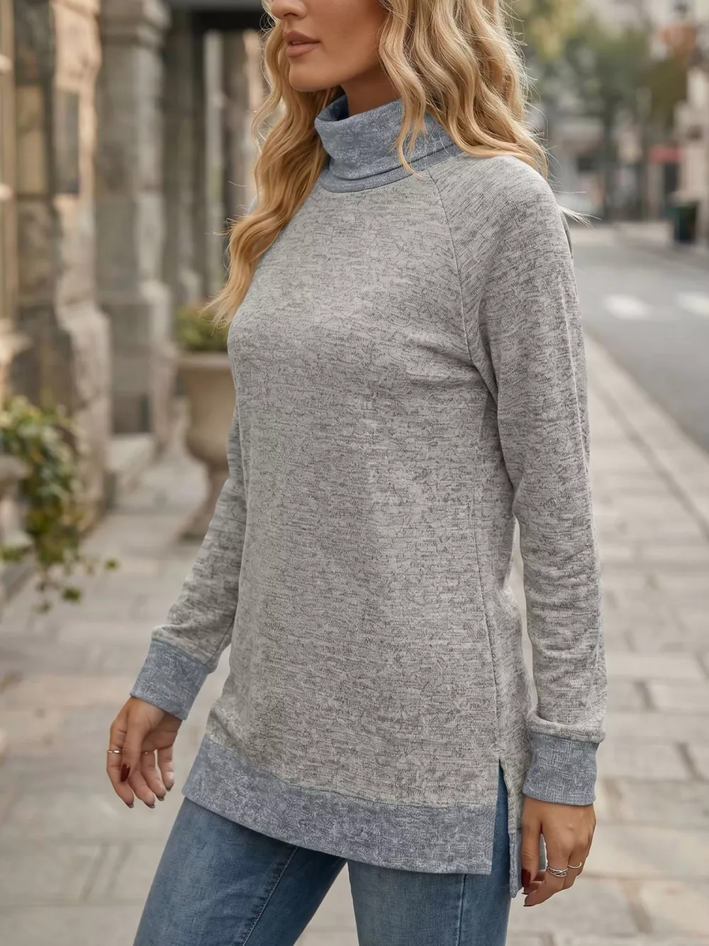 Turtleneck Raglan Sleeve T-Shirt, image 21