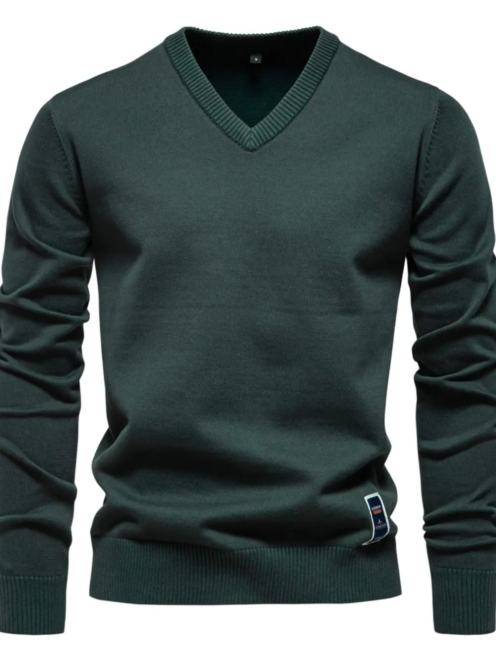 Men's Ribbed Hem V-Neck Long Sleeve Sweater, image 7