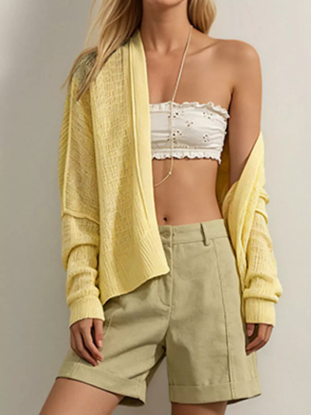 Open-Front Long Sleeve Knit Cardigan, image 3