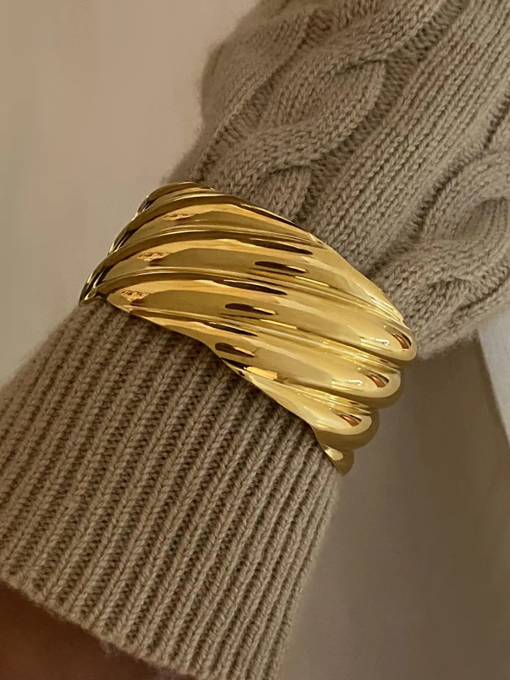 18K Gold-Plated Stainless Steel Open Ring, image 7