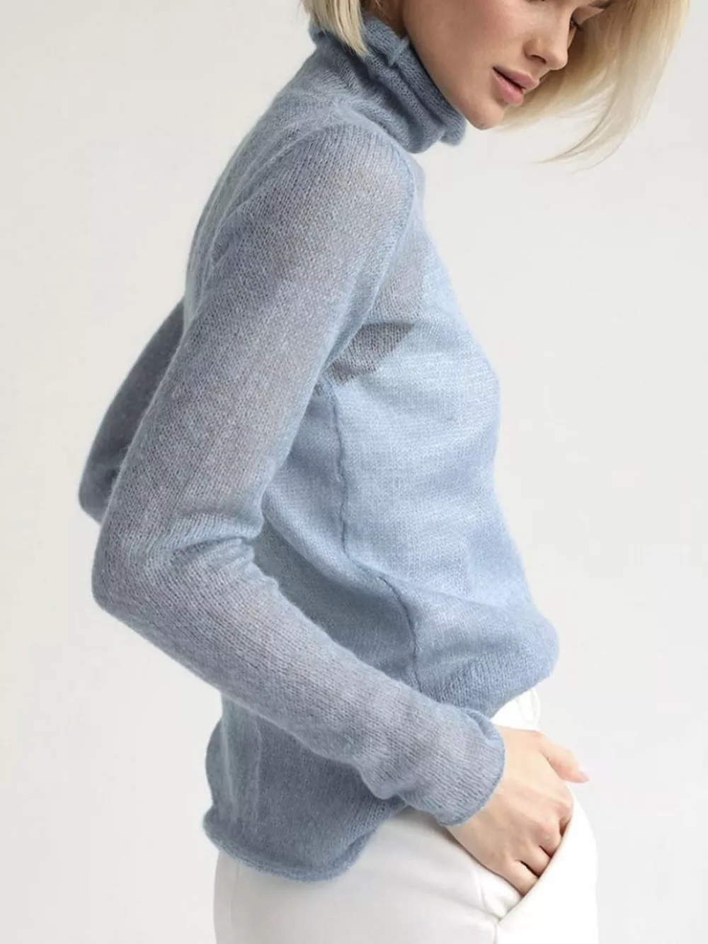 Sheer Turtleneck Knit Top, image 6