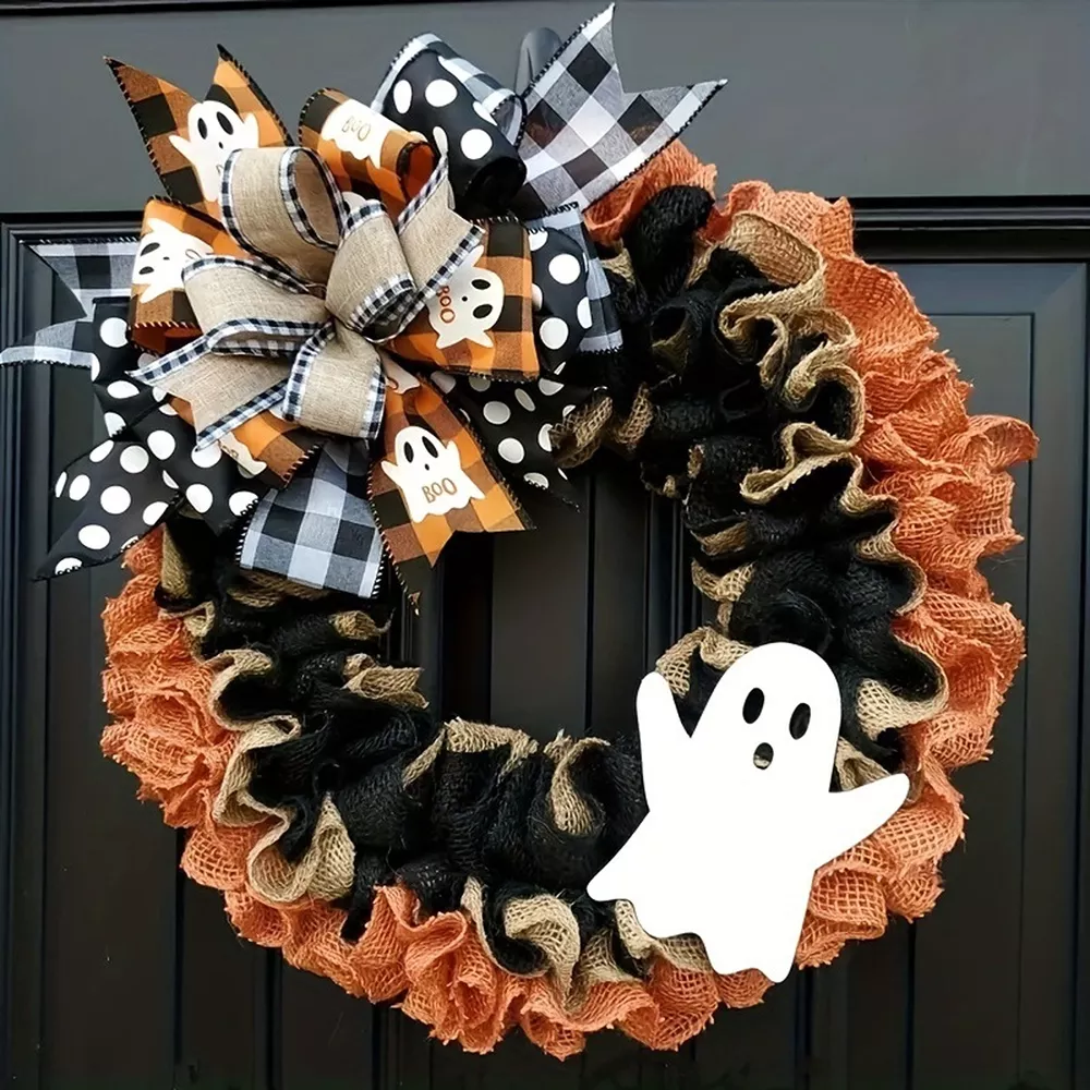 Halloween Decorative Ghost Wreath, image 7