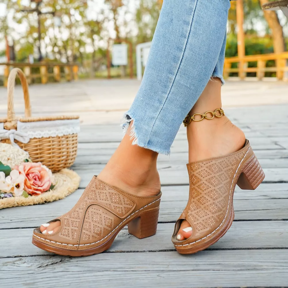 Peep Toe Block Heel Sandals, image 11