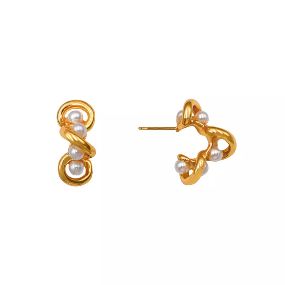 18K Gold-Plated Pearl Earrings, image 6