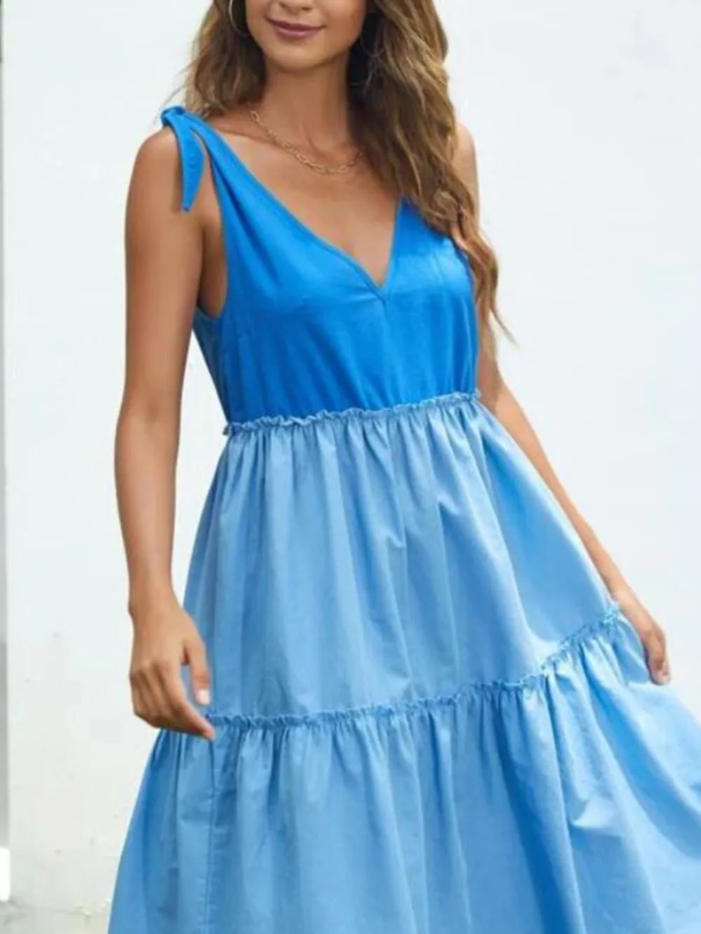 Colorblock Tiered Midi Tank Dress, image 8
