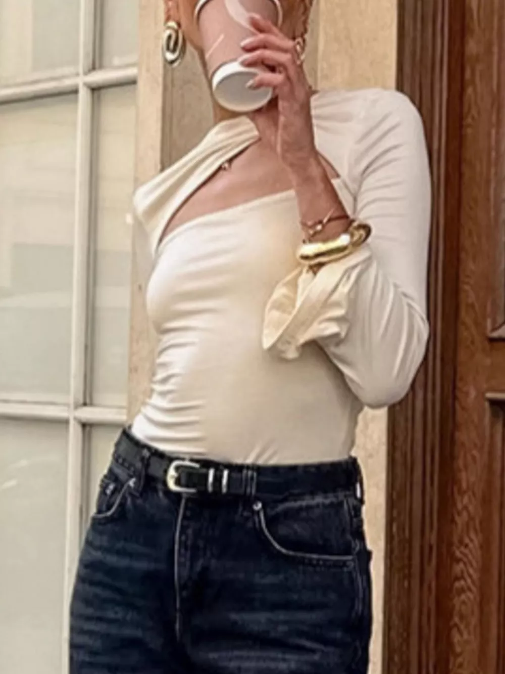 Cutout Knot Front Long Sleeve Top, image 4