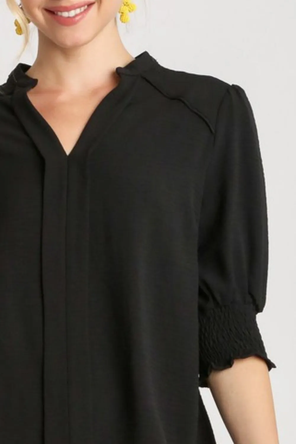 Full Size Split Neck Boxy Cut Top with Piping Details Plus Size, image 3