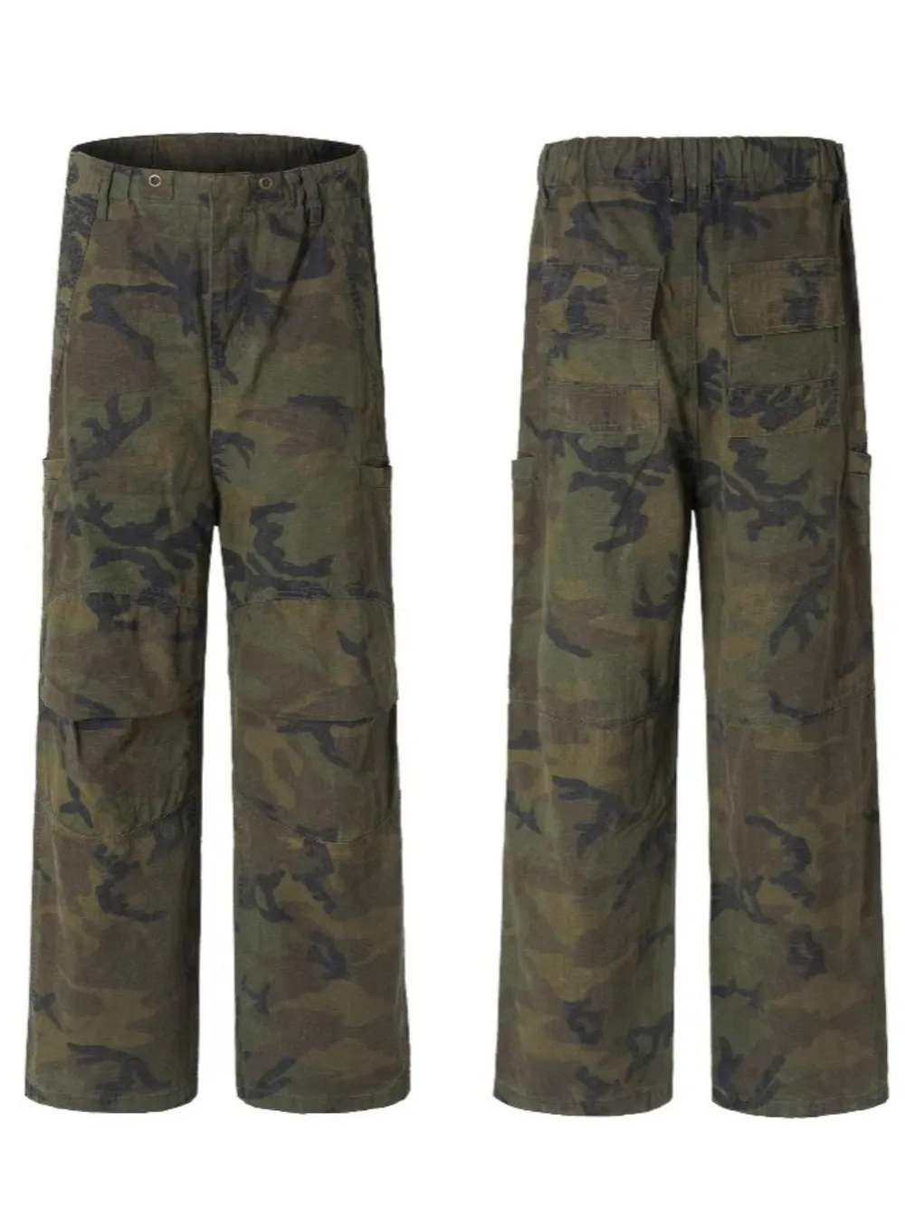 Men's Camouflage Wide Leg Cargo Pants, image 6