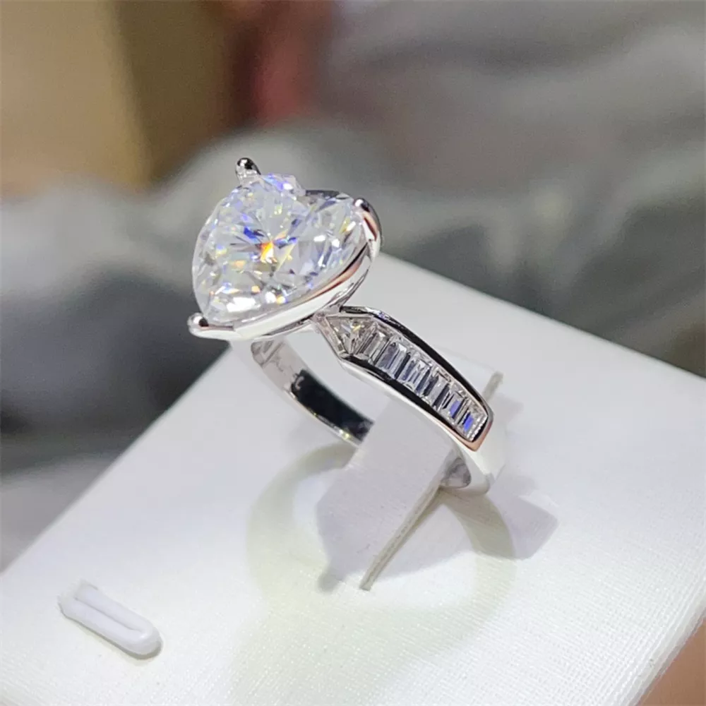 5 Carat Moissanite 925 Sterling Silver Heart Ring, image 6