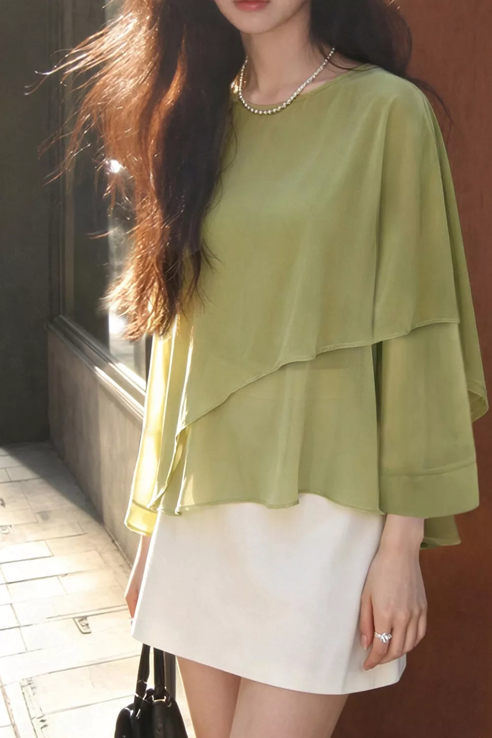 Layered Flutter Sleeve Chiffon Blouse, image 3