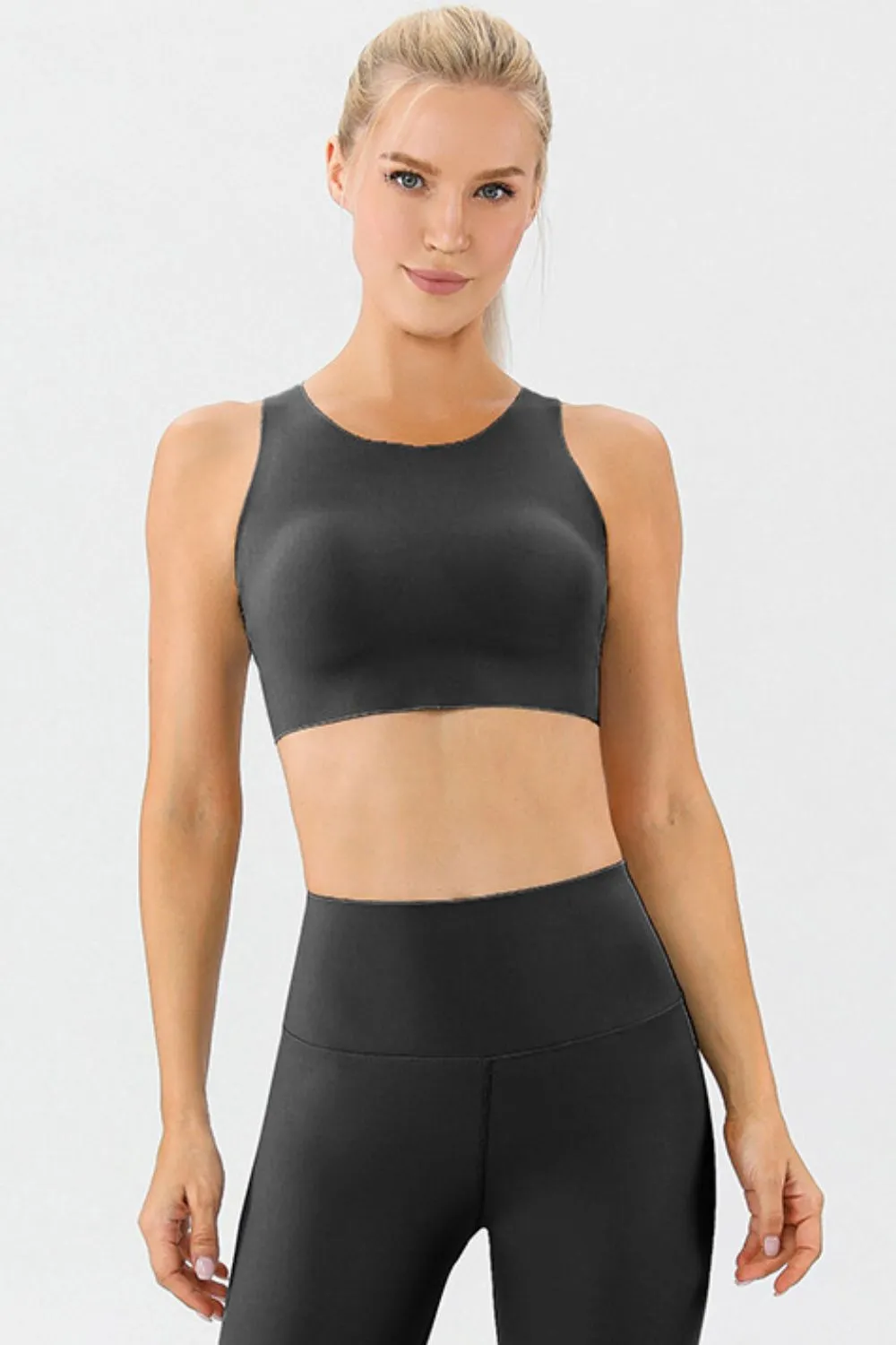Round Neck Wide Strap Active Bra, image 4
