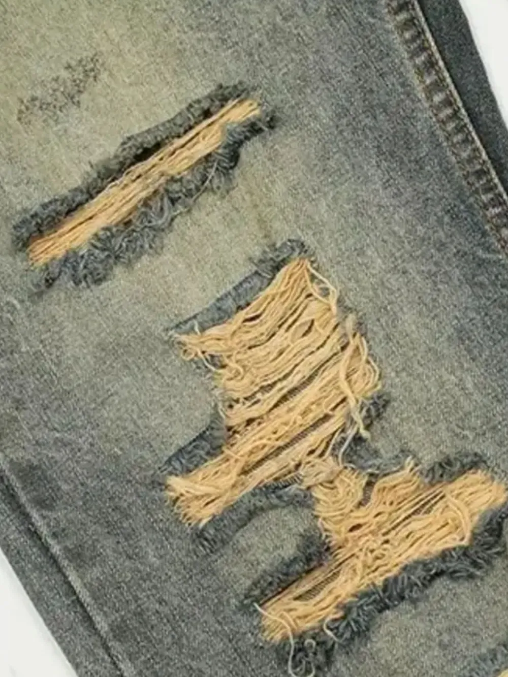 Men's Distressed Washed Straight Jeans, image 4