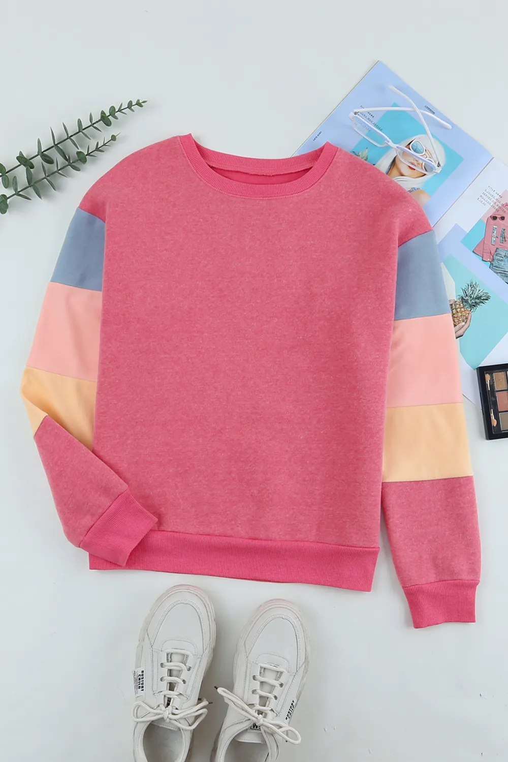Color Block Round Neck Long Sleeve Sweatshirt, image 21