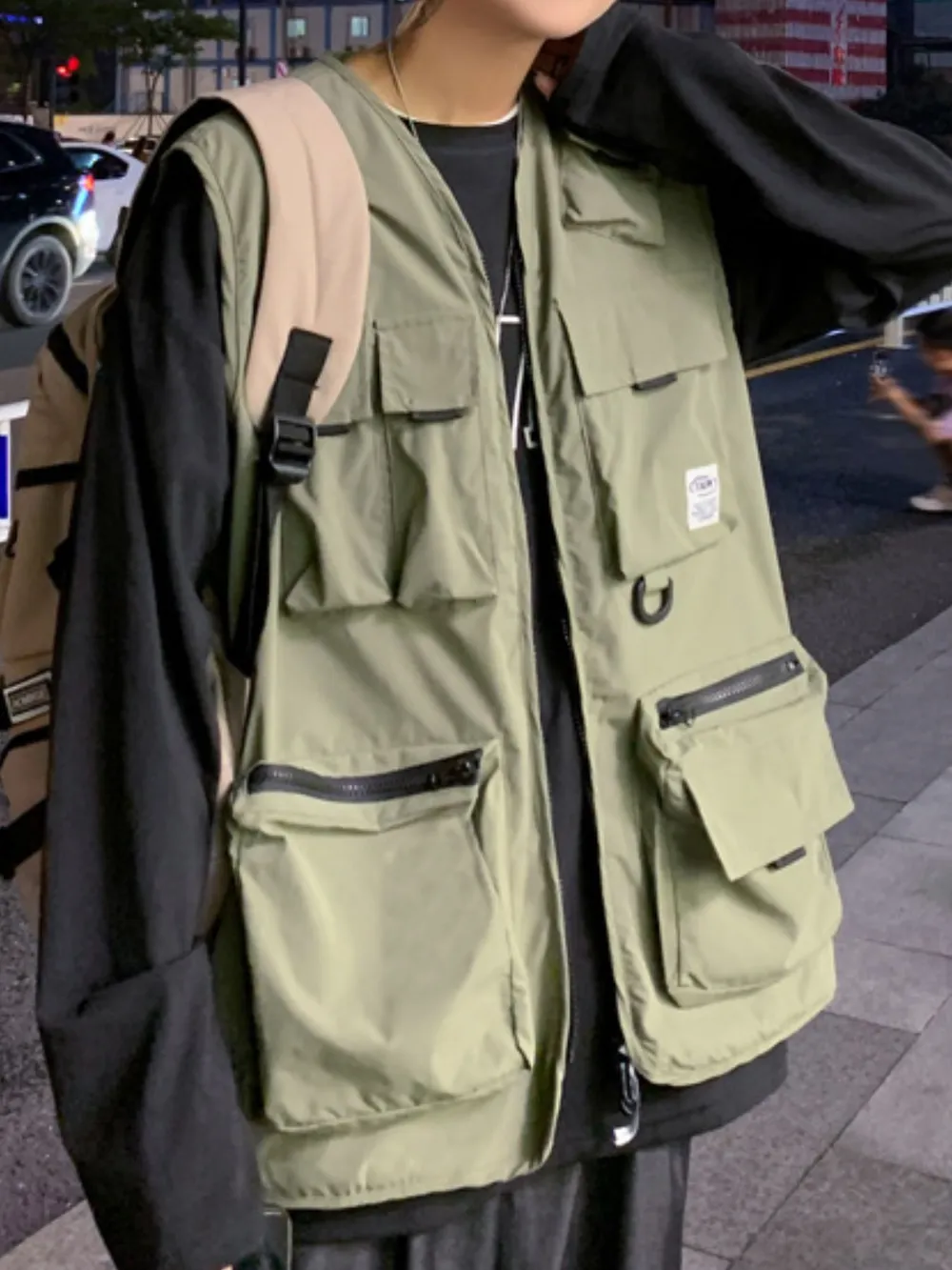 Men's Plus Size Zip Up Cargo Vest, image 2
